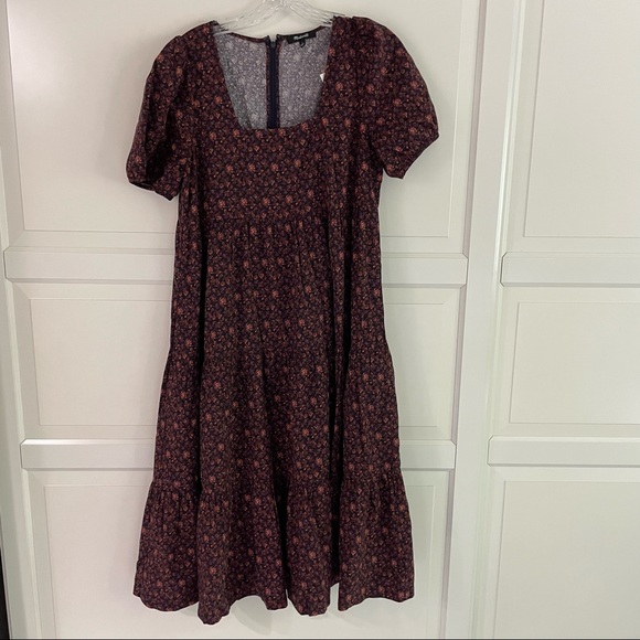 Madewell | Dresses | New Madewell Aidy Squareneck Tiered Midi Dress In Orchard Floral 8353 